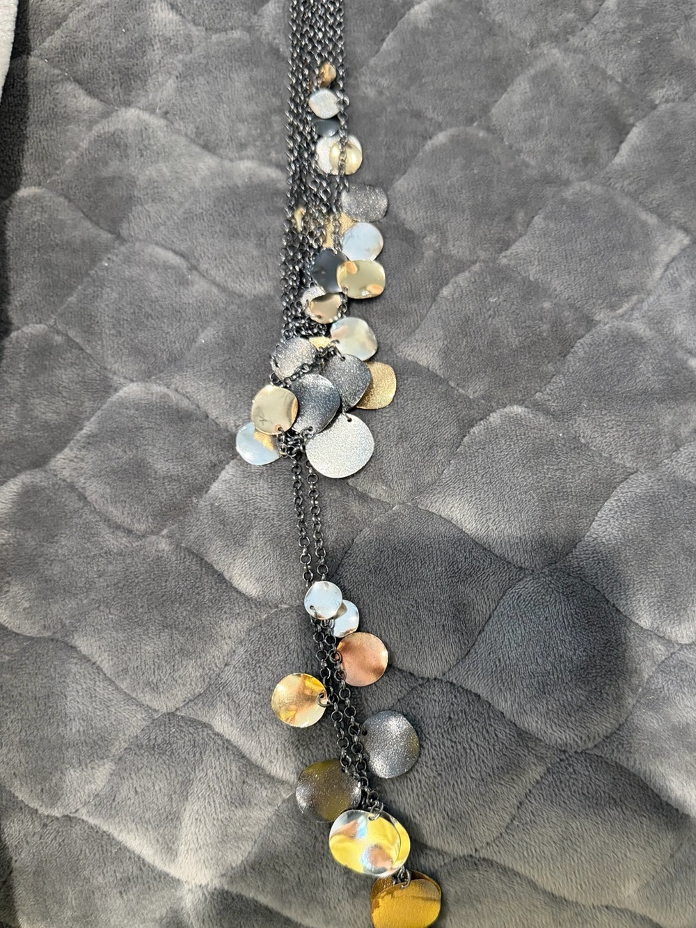 Women’s Multi-Tone Disc Pendant Necklace - Black Chain